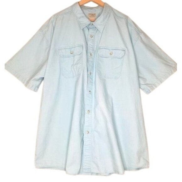 L.L.Bean Mens Light Blue Button-Up Short Sleeve Shirt XXXL Traditional Fit - Picture 1 of 7